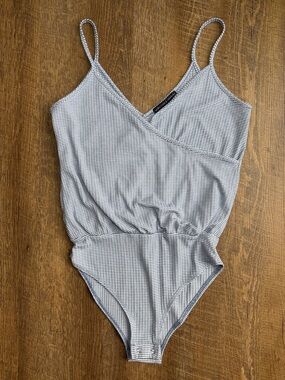 Harlowe & Graham Blue and White Striped Spaghetti Strap Bodysuit Size X-Small